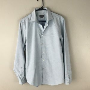 Zara man L slim blue green dress shirt